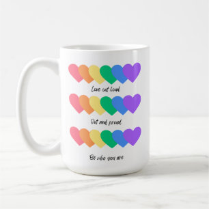 Caneca De Café Corações Colorido Inspiração Café Mug