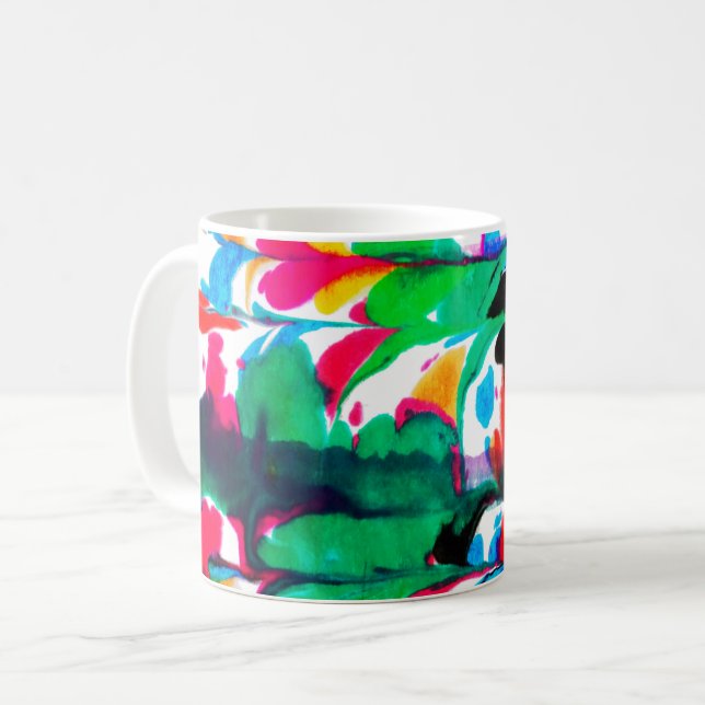 Caneca De Café Corações coloridos (Frente Esquerda)