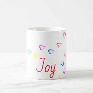 Caneca De Café Corações coloridos de texto de alegria