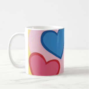 Caneca De Café Corações Coloridos Molas Personalizadas em Camadas