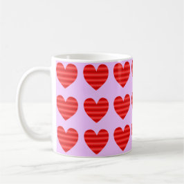 Caneca De Café Corações com Gradiente Vermelho