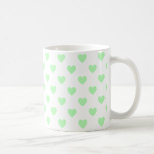 Caneca De Café Corações com Pontos Verde