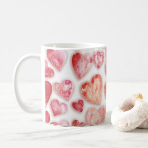 Caneca De Café Corações Cor-de-Água Rosa