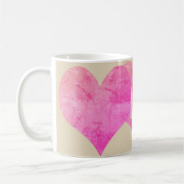 Caneca De Café Corações Cor-de-Rosa Brilhante Adicionam Iniciais
