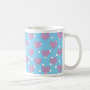 Caneca De Café Corações cor-de-rosa e bolinhas brancas