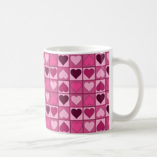 Caneca De Café Corações cor-de-rosa românticos para cima e par