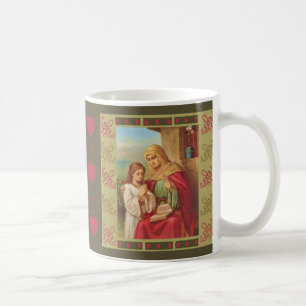 Caneca De Café Corações da avó de Mary da criança do Virgin d