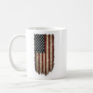 Caneca De Café Corações da Bandeira Americana Vintage Design Patr