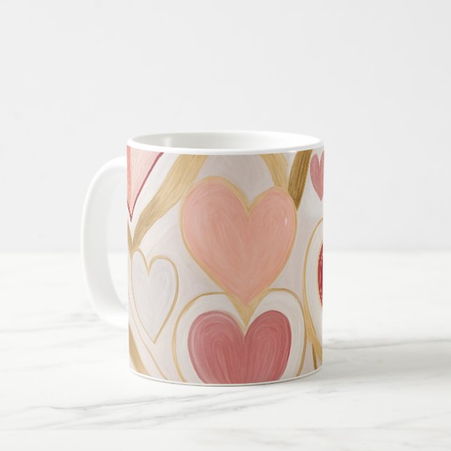 Caneca De Café Corações de Amor (Frente Esquerda)