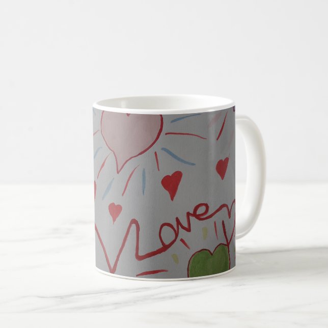Caneca De Café Corações de Amor (Frente Esquerda)