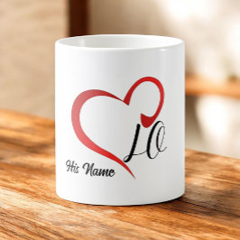 Caneca De Café Corações de Amor Monograma Nomes Personalizados 2
