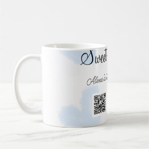 Caneca De Café Corações de aquarela azul QR Doce dezesseis anos