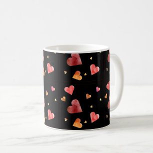 Caneca De Café Corações de Aquarelas Coloridas Mug de Café