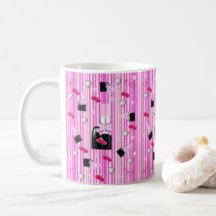 Caneca De Café Corações de Batom Cor-de-rosa