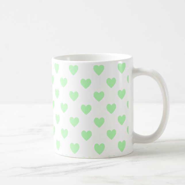 Caneca De Café Corações de Bolinhas Verde (Direita)