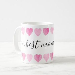 Caneca De Café Corações de Cores-d'Água Rosa Bonitos Melhores Mam