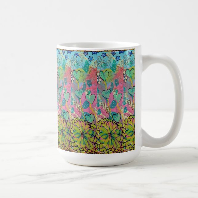 Caneca De Café Corações de Mídia Mistos (Direita)