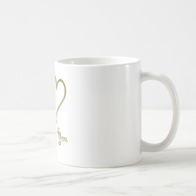 Caneca De Café Corações de Ouro Entrelaçados Eu Te Amo (Direita)