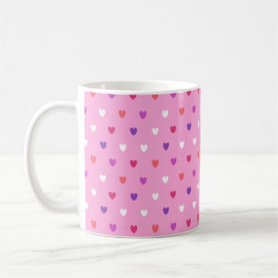Caneca De Café Corações de polca a rosa