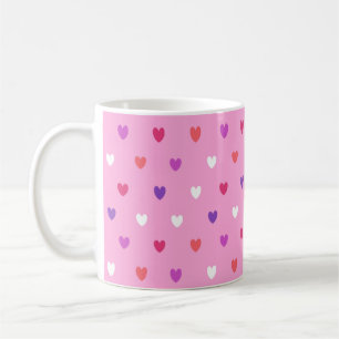 Caneca De Café Corações de polca a rosa