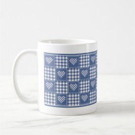 Caneca De Café Corações de Xadrez de Buffalo Branco Dusty