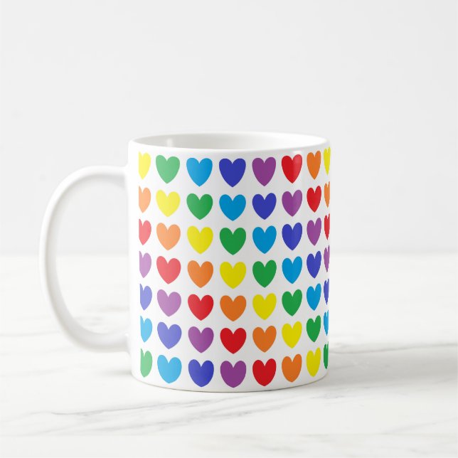 Caneca De Café Corações do arco-íris (Esquerda)