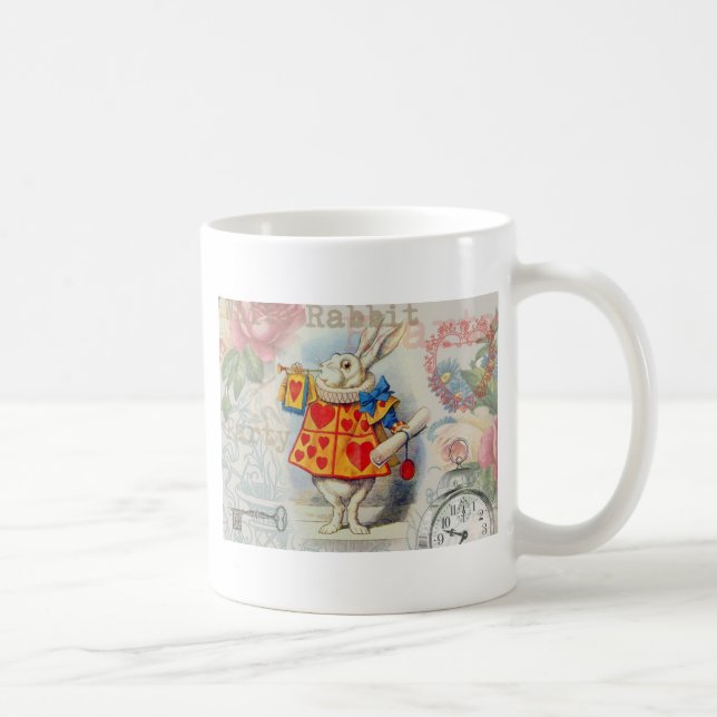 Caneca De Café Corações do Coelho Branco Alice Clássico (Direita)