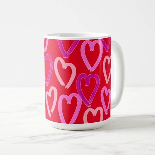 Caneca De Café Corações do dia de os namorados (Frente Esquerda)