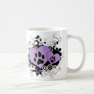 Caneca De Café Corações dobro dos namorados da pata - roxo