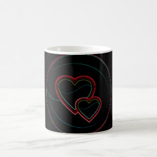 Caneca De Café Corações Duplos em Preto