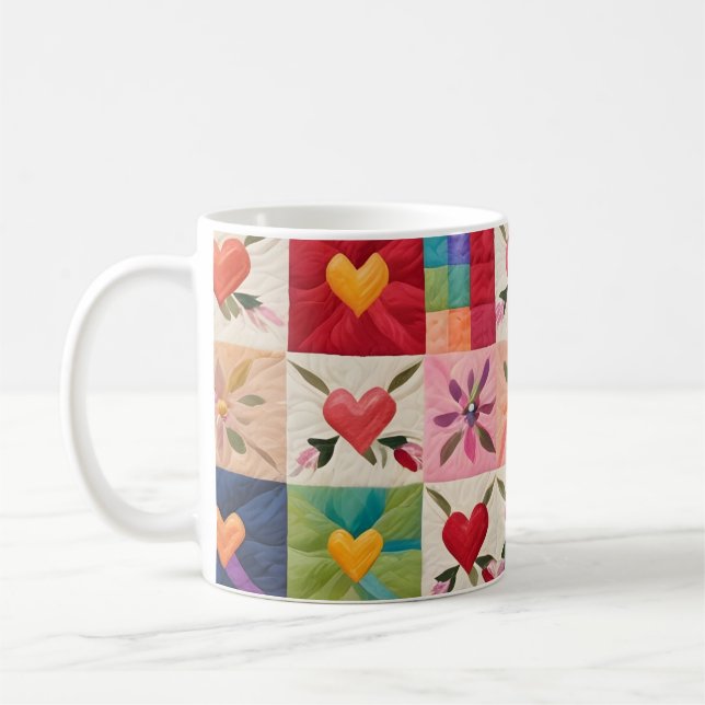 Caneca De Café Corações e colcha de flores (Esquerda)