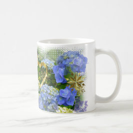 Caneca De Café Corações e Hydrangeas