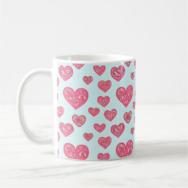 Caneca De Café Corações em paisley rosa no dia dos namorados