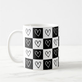 Caneca De Café Corações em Xadrez