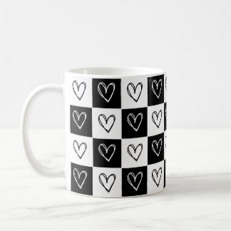Caneca De Café Corações em Xadrez