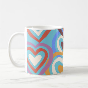 Caneca De Café Corações Engraçados: Padrão De Textura Invisível.