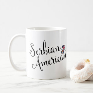 Caneca De Café Corações Enrelaçados Sérvios Americanos