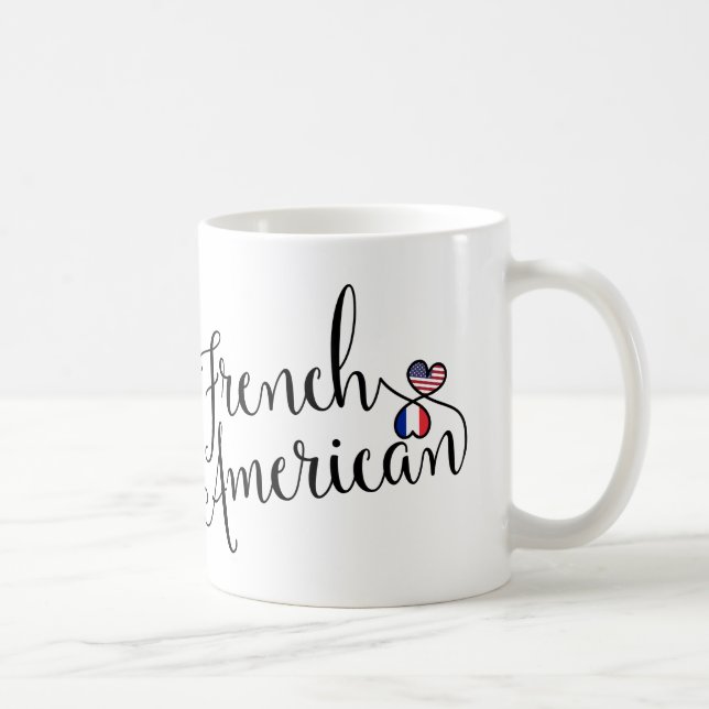 Caneca De Café Corações Entwinados Franceses Americanos (Direita)