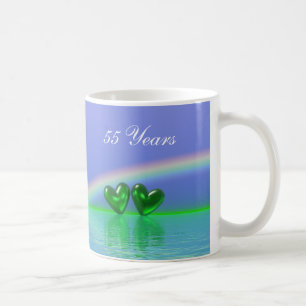 Caneca De Café Corações Esmeralda de 55º Aniversário