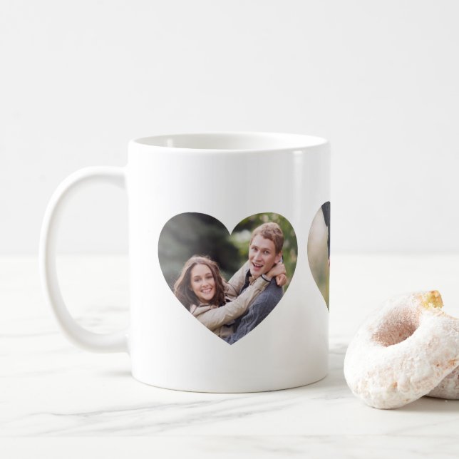 Caneca De Café Corações Fotográficas Personalizados 3 (Com Donut)