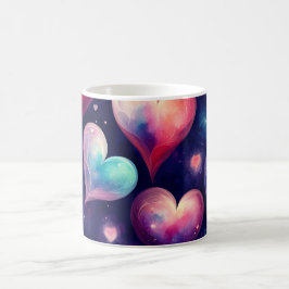 Caneca De Café Corações Galáxia Aquarela Arte de São Valentim