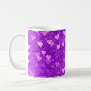 Caneca De Café Corações, luzes de anzol, forma roxo