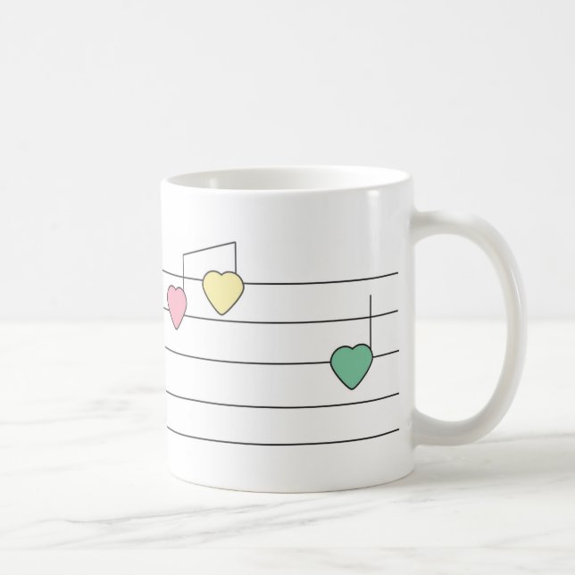 Caneca De Café Corações Musicais (Direita)