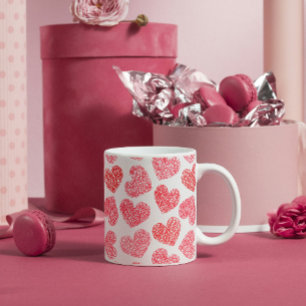 Caneca De Café Corações originais doces do amor em vermelho e e
