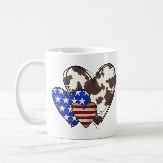 Caneca De Café Corações patrióticos (Esquerda)