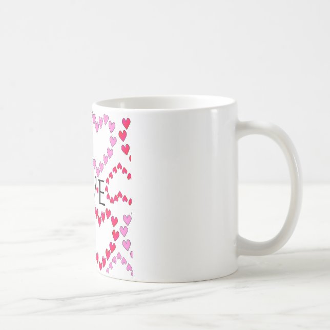 Caneca De Café Corações Pequenos Rosa Vermelho AMOR (Direita)