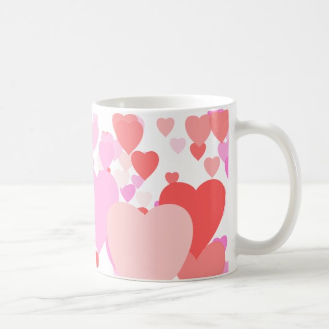Caneca De Café Corações - Personalizable (Direita)