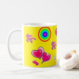 Caneca De Café Corações Rosa