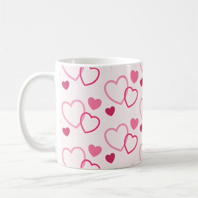 Caneca De Café Corações Rosa (Esquerda)