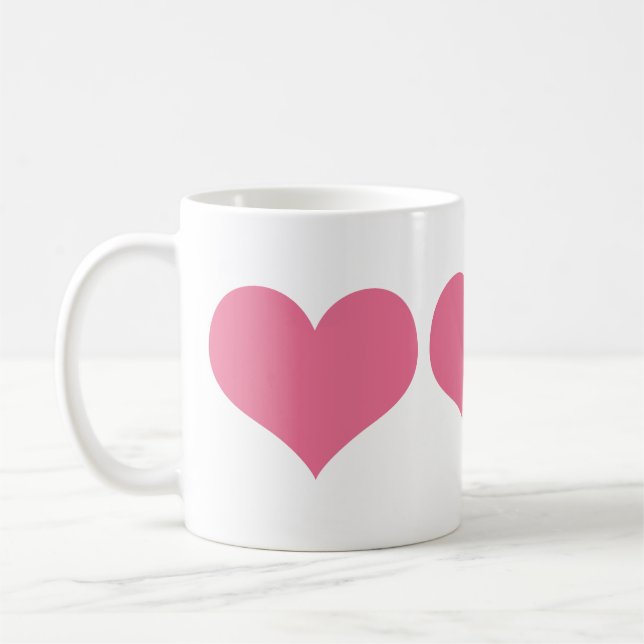 Caneca De Café Corações Rosa (Esquerda)